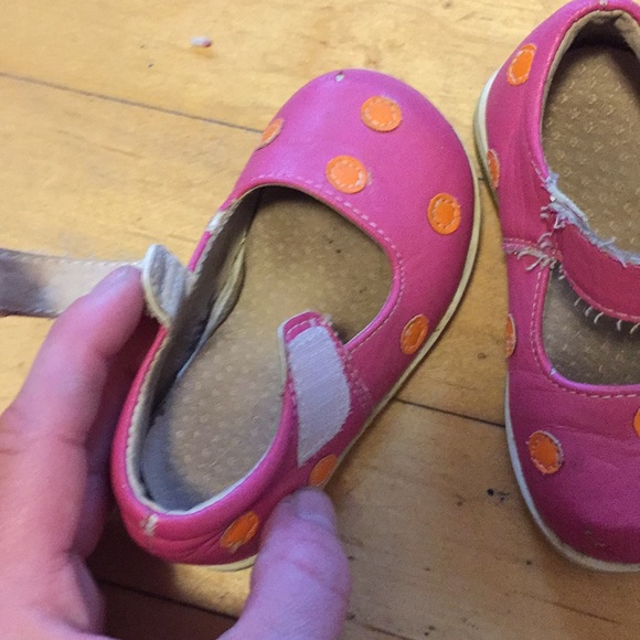 Hot Pink W/ Orange Dots Mary Janes - Picture 5 of 5